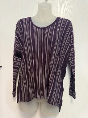 Language Striped Long-Sleeve Top in Purple and Cream